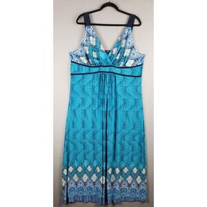 Gru‎ Women's Plus Size 2X Paisley Maxi Dress Blue Beach Vacation Resortwear Boho